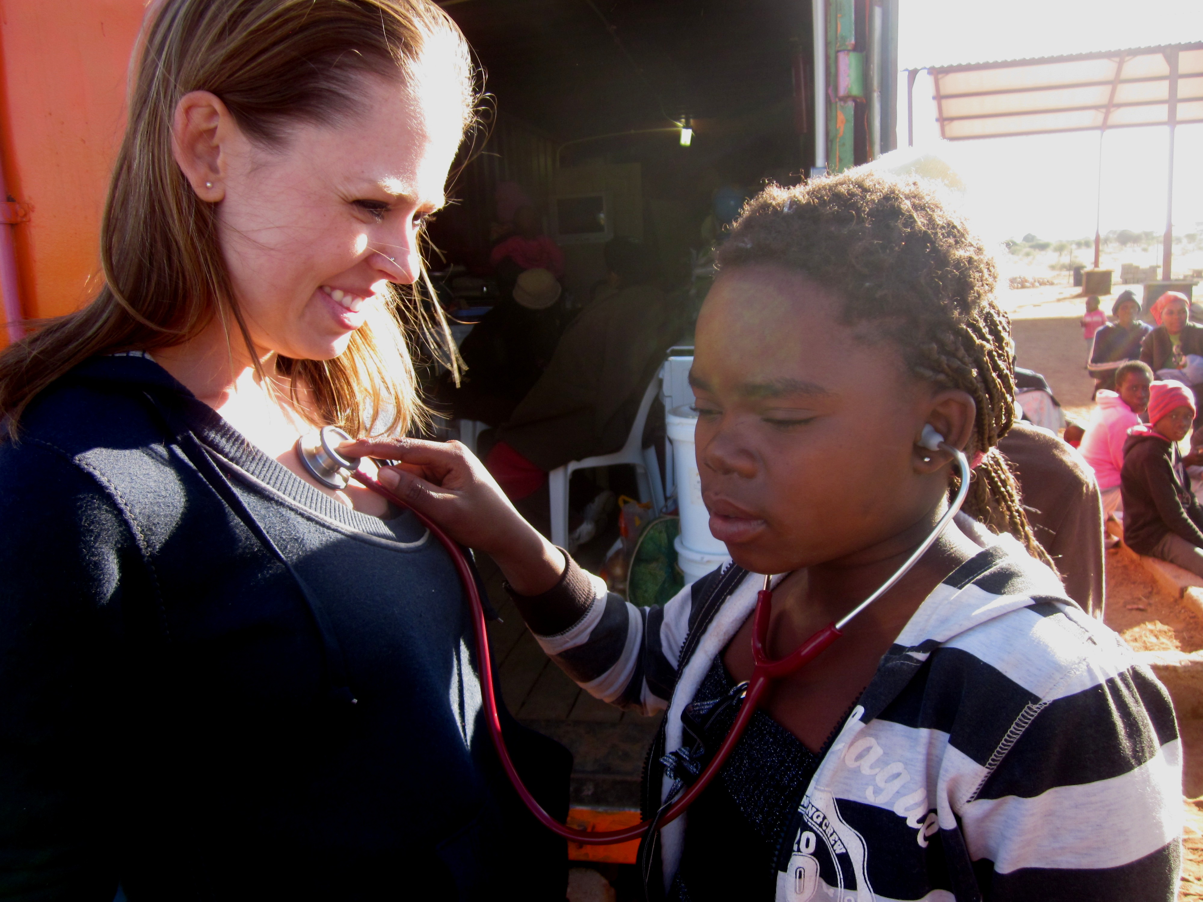 Jessica allows one of her patients to do the listening